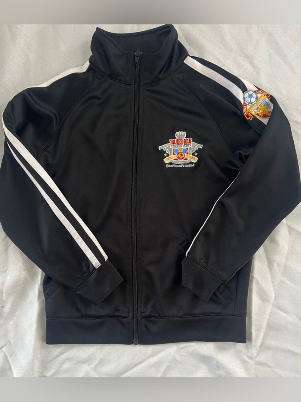 Walt Disney World Soccer League Track Jacket 71 Black Full Zip Youth M
